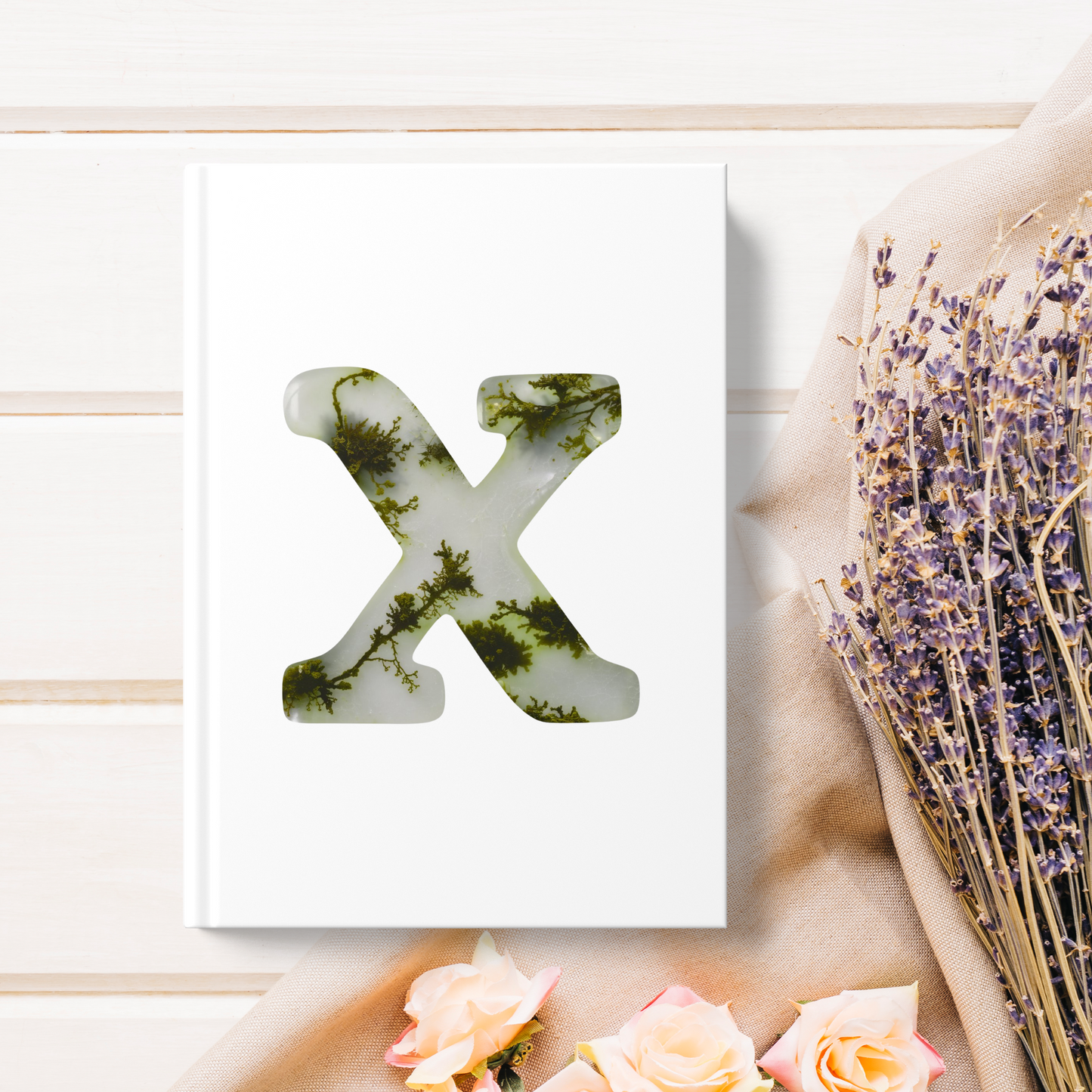 Moss Agate Inspired Initial 'x' Hardcover Notebook