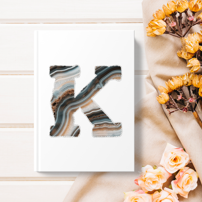 Banded Agate Inspired Initial 'K' Hardcover Notebook