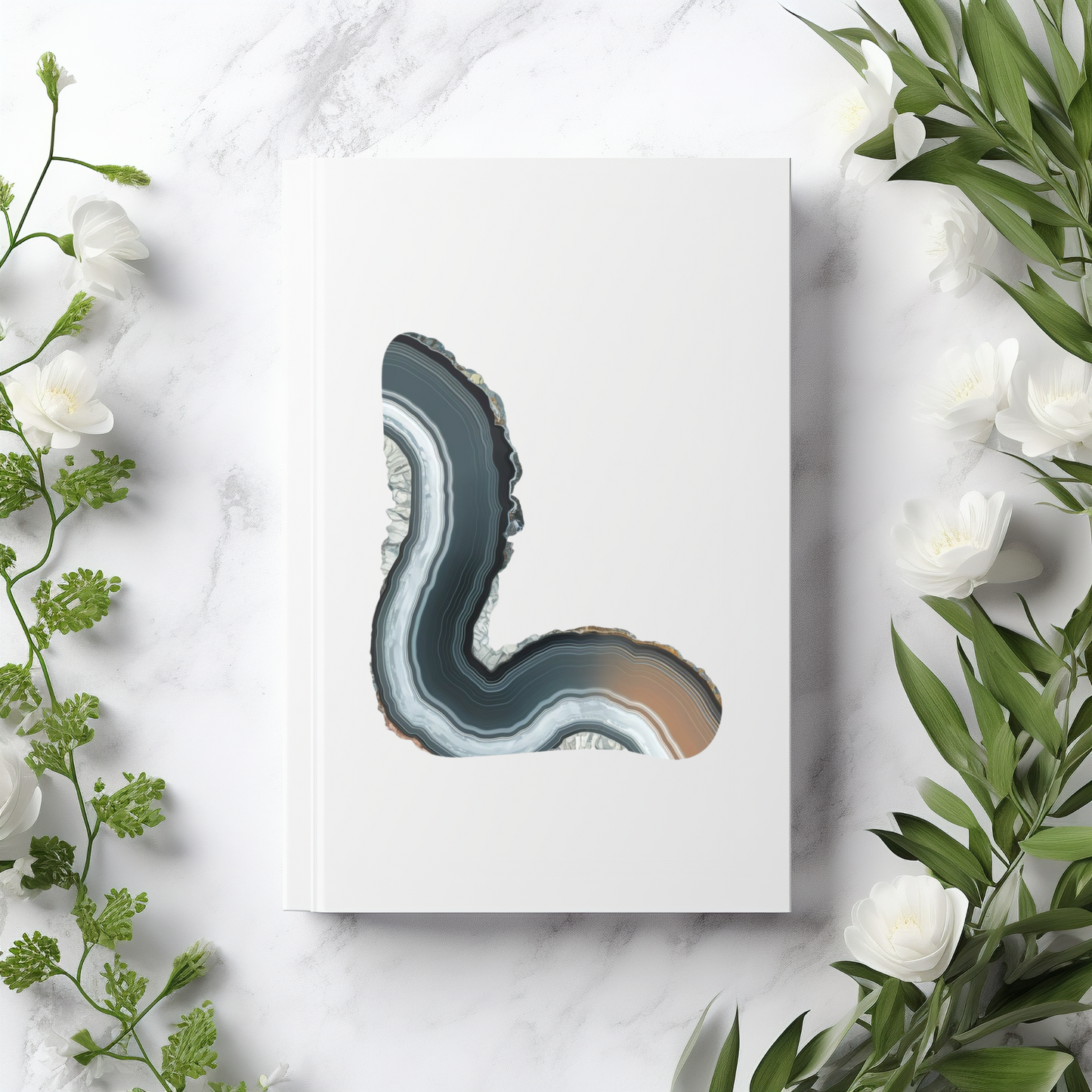 Banded Agate Inspired Initial 'L' Hardcover Notebook