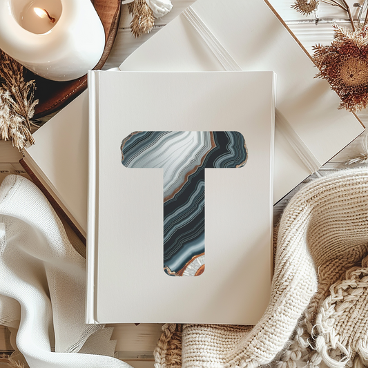 Banded Agate Inspired Initial 'T' Hardcover Notebook