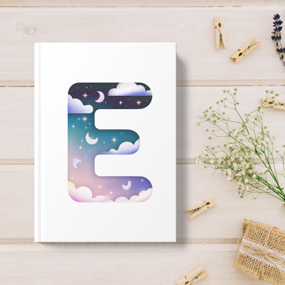 Celestial Dreams Initial 'E' Hardcover Notebook