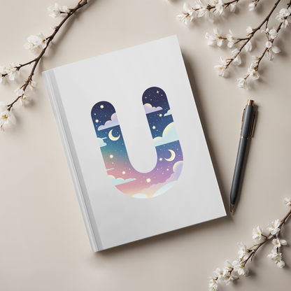 Celestial Dreams Initial 'U' Hardcover Notebook