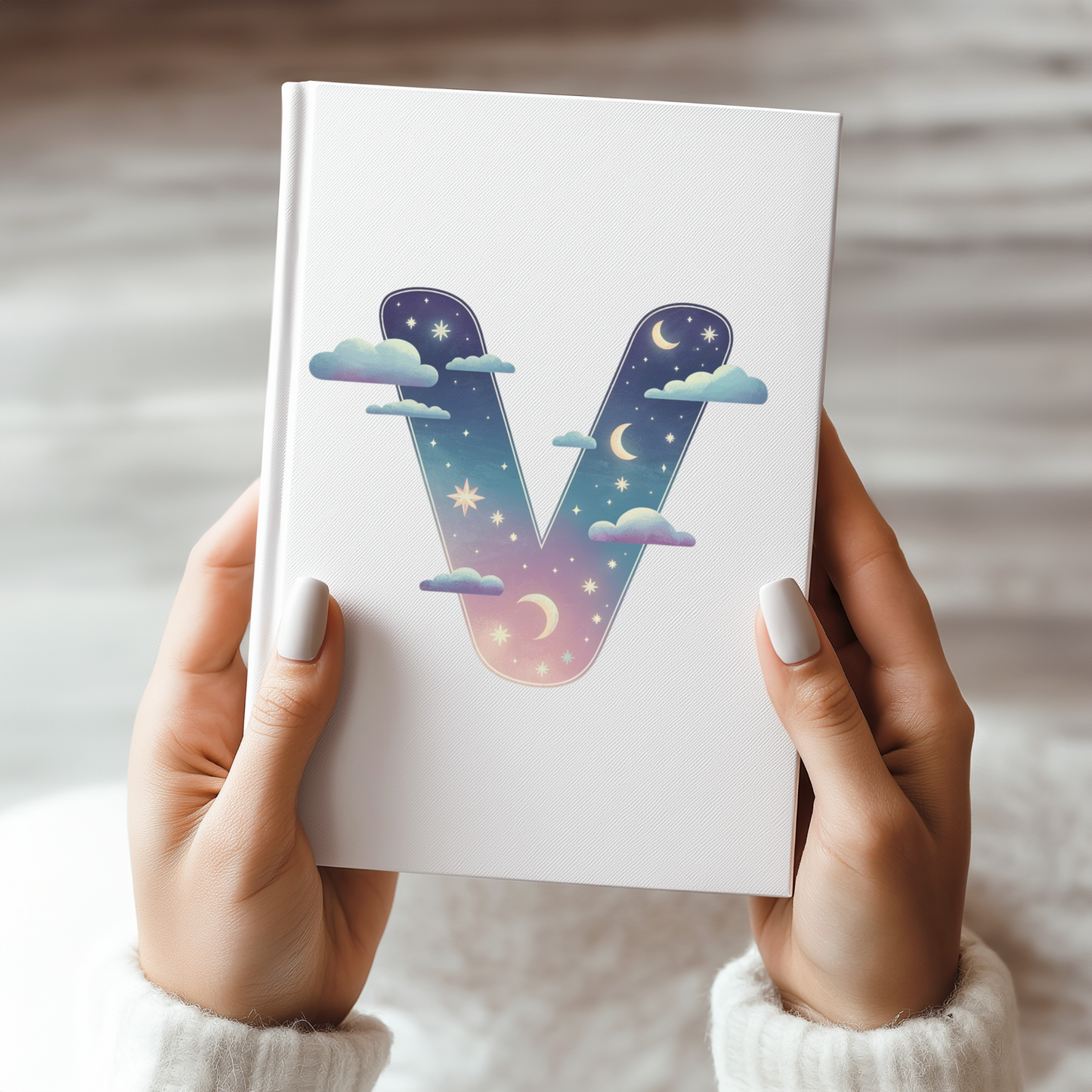 Celestial Dreams Initial 'V' Hardcover Notebook