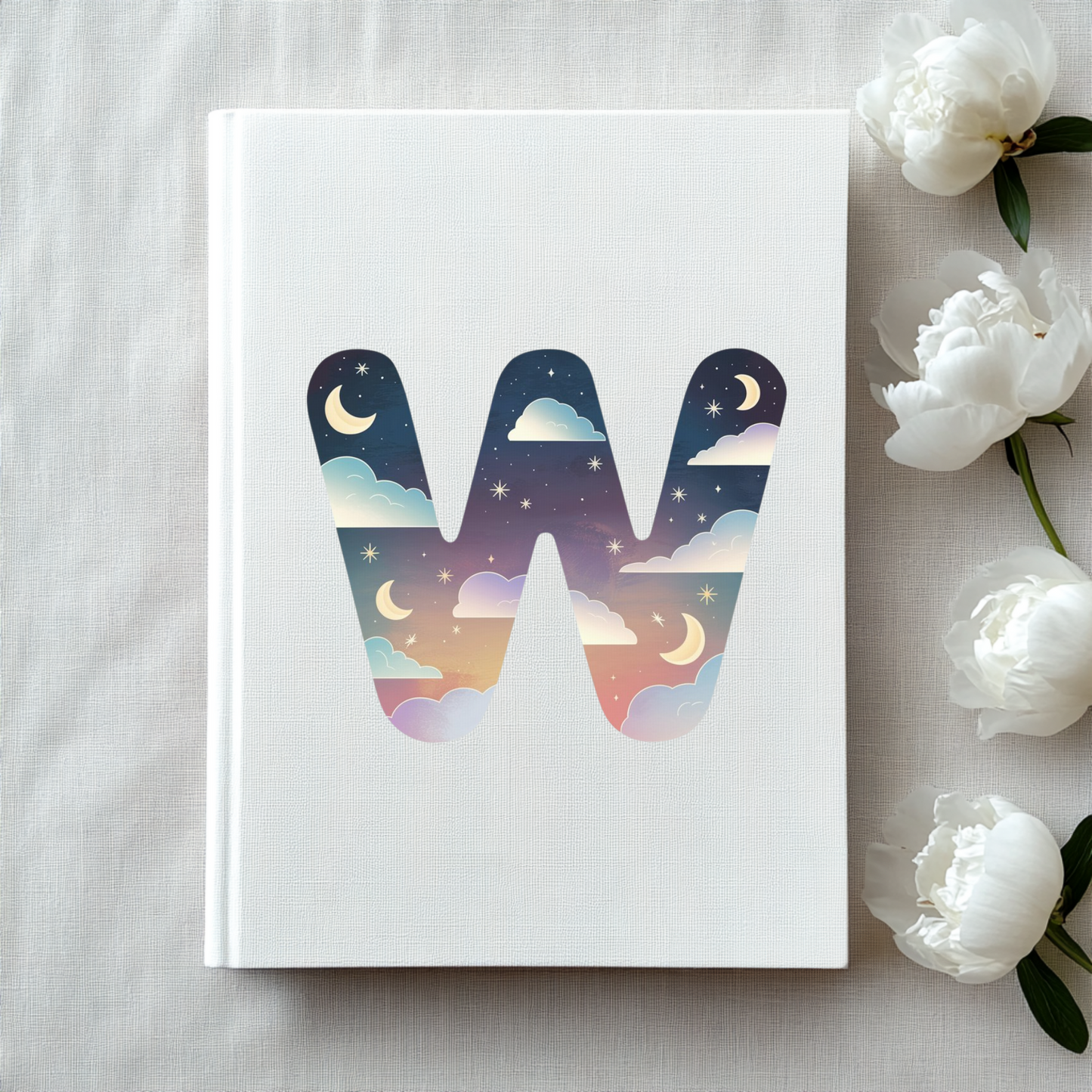 Celestial Dreams Initial 'W' Hardcover Notebook