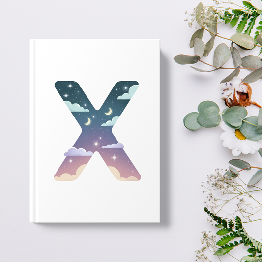 Celestial Dreams Initial 'X' Hardcover Notebook